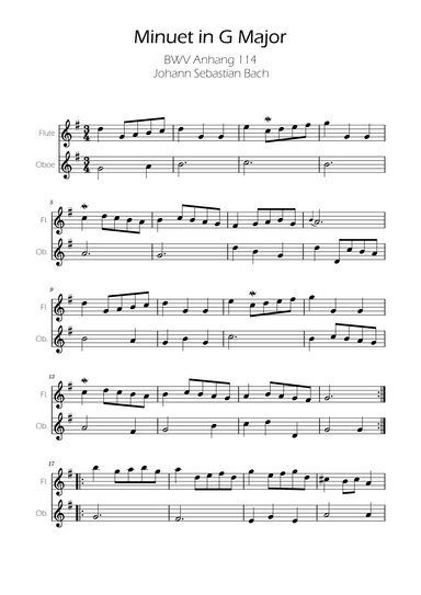 Minuet in G major BWV Anh. 114 - Bach - Flute and Oboe (arr. Ygor Nunes)