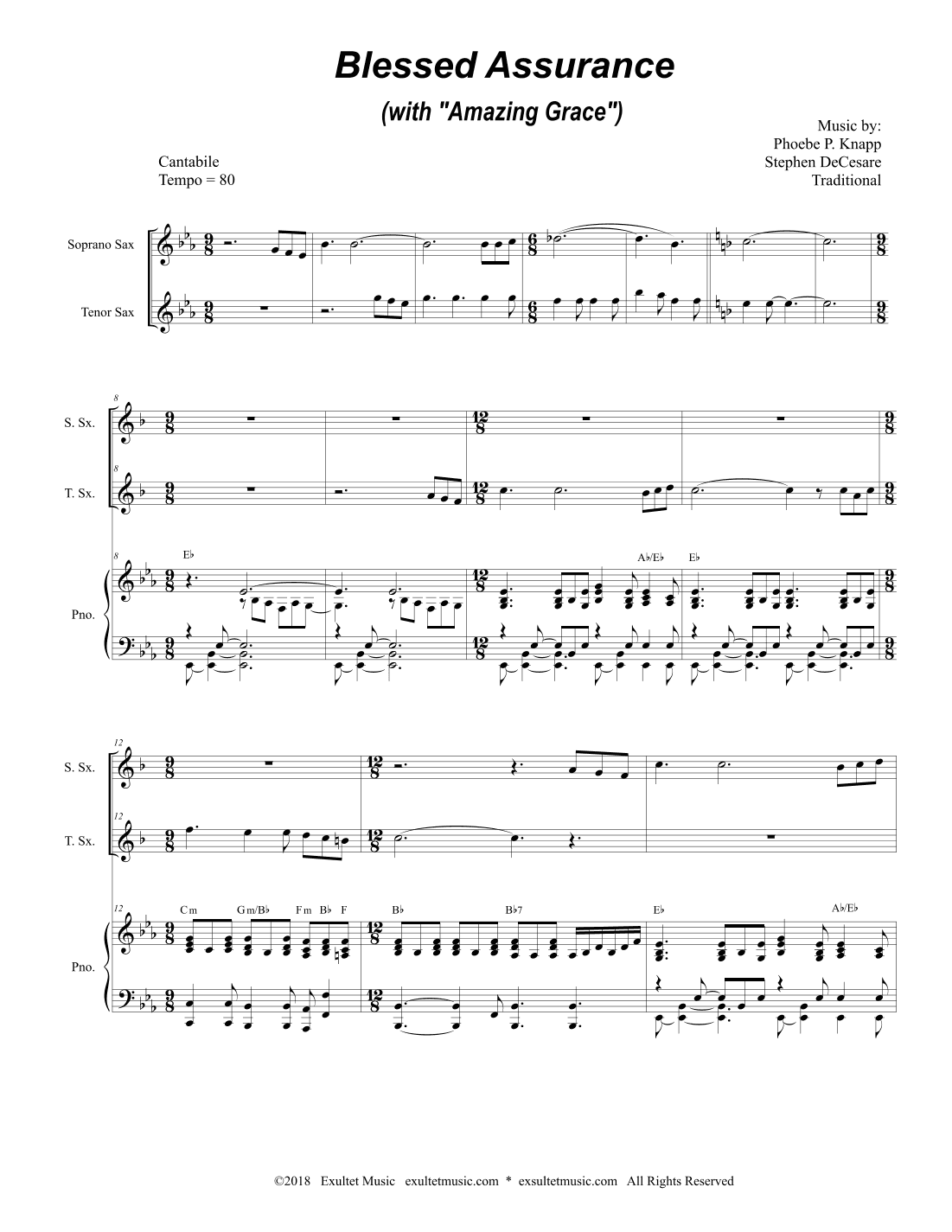 Blessed Assurance (with "Amazing Grace") (Duet for Soprano & Tenor Saxophone)