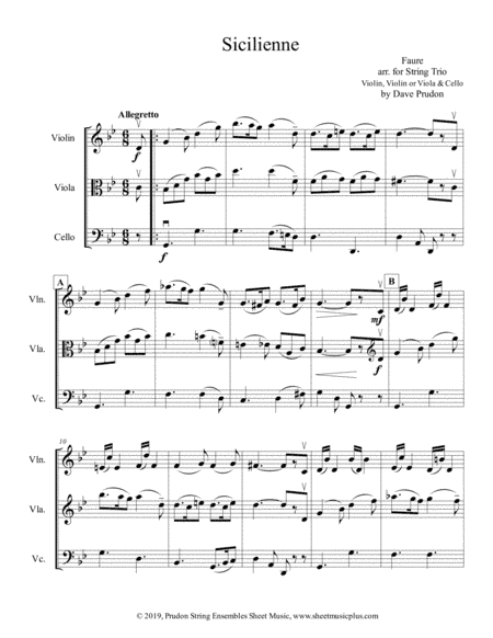 Faure Sicilienne for String Trio (arr. Dave Prudon)