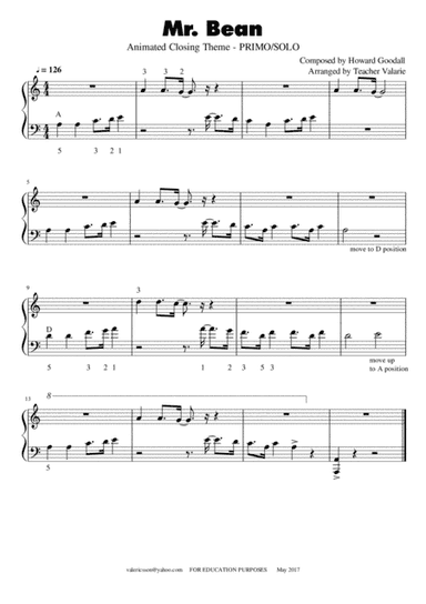 Mr. Bean Animated Series Theme (arr. Harmony Valarie @ Teacher Valarie)