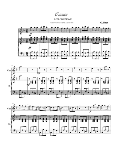 Introduzione from Bizet's Carmen. Violin and piano (arr. Ester Alessandrini)