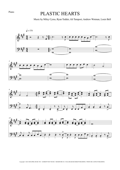 Plastic Hearts (arr. The Sheet Music Library)