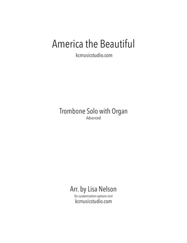 America the Beautiful - Trombone Solo and Organ - Advanced (arr. Lisa Nelson)
