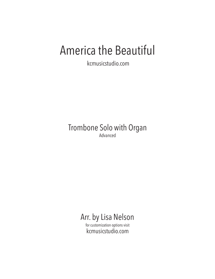 America the Beautiful - Trombone Solo and Organ - Advanced (arr. Lisa Nelson)