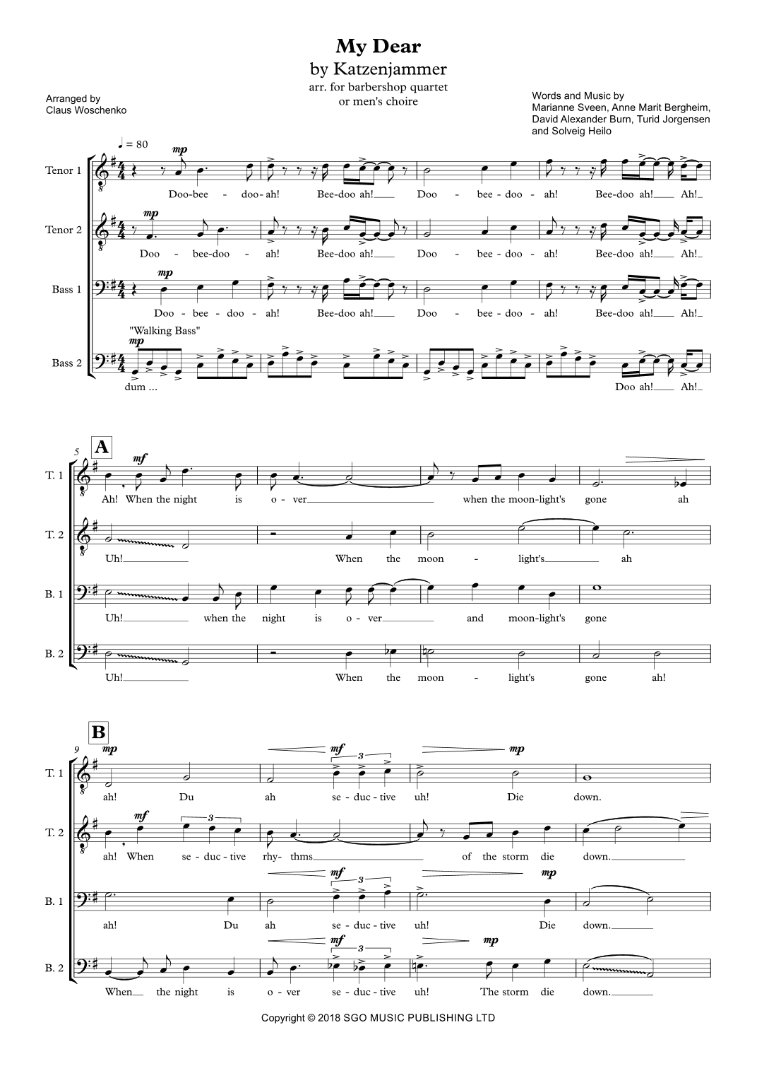 My Dear (arr. Claus Woschenko)