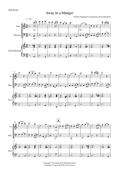 Away in a Manger for Flute and Bassoon Duet (arr. David Burndrett)