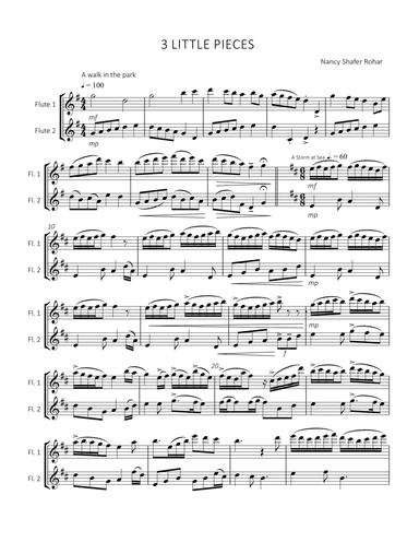 Three Little Pieces for two flutes