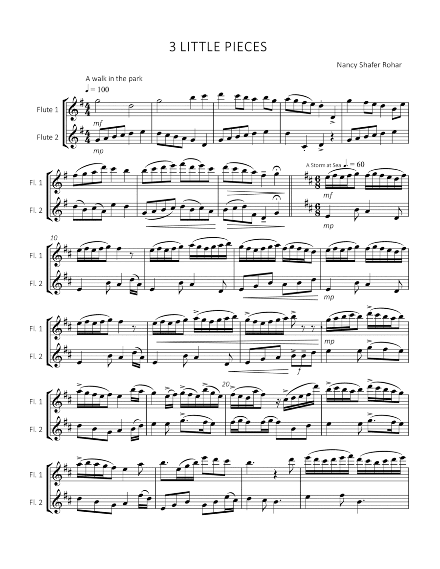 Three Little Pieces for two flutes