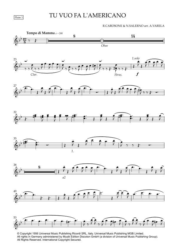 Tu Vuò Fà L'americano (arr. Adrian Varela)