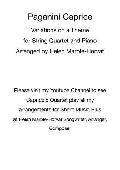 PAGANINI CAPRICE - VARIATIONS FOR STRING QUARTET AND PIANO (arr. HELEN MARPLE-HORVAT)