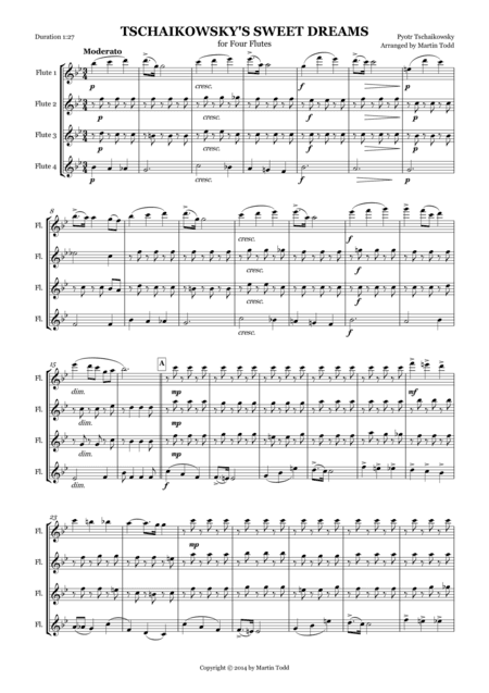 Tschaikowsky's Sweet Dreams for Four Flutes (arr. Martin Todd)