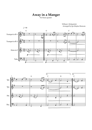 Away in a Manger for Brass Quartet (arr. JPS Edições Musicais)