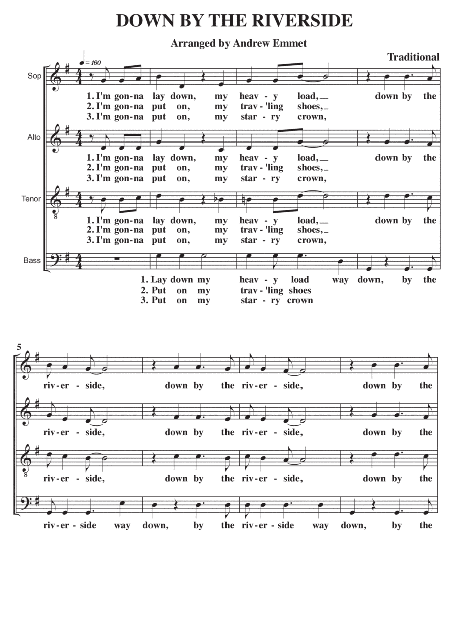 Down By The Riverside A Cappella SATB (arr. Andrew Emmet)