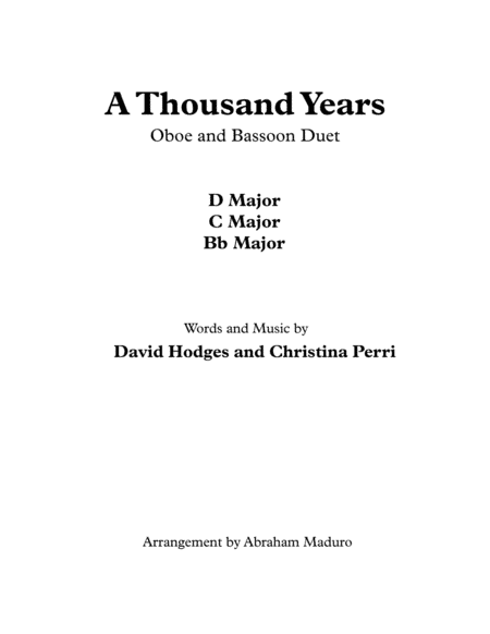 A Thousand Years (arr. Abraham Maduro)