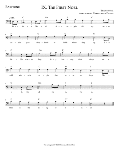 The First Noel for Baritone Voice (arr. Christopher Esther)