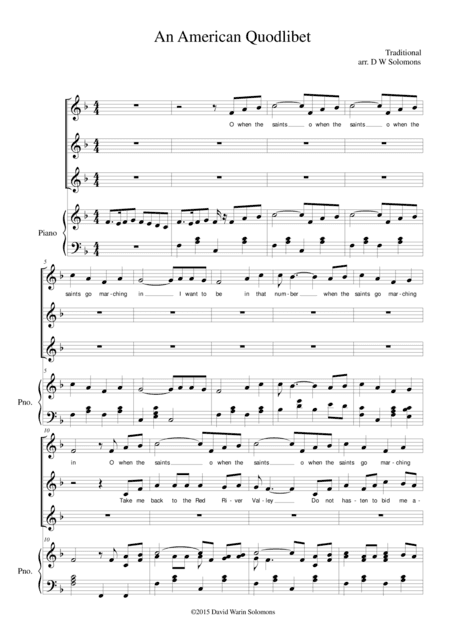 American quodlibet (When the saints, Red River Valley and Home on the range) (arr. David Warin Solomons)