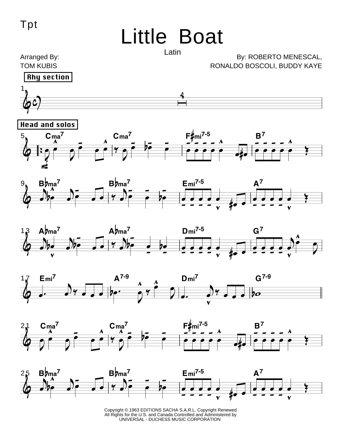Little Boat (o Barquinho) (arr. Tom Kubis)