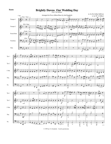 "Brightly Dawns Our Wedding Day" for brass quintet (arr. Jud Goodrich)