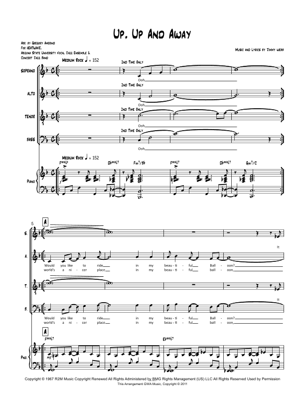 Up, Up And Away (arr. Gregory Amerind)