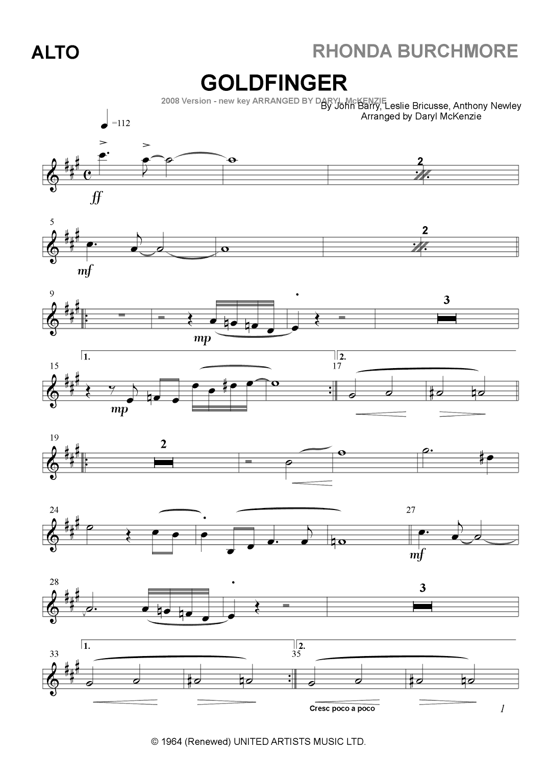 Goldfinger (arr. Daryl McKenzie)