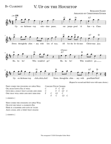 Up on the Housetop for Clarinet (arr. Christopher Esther)