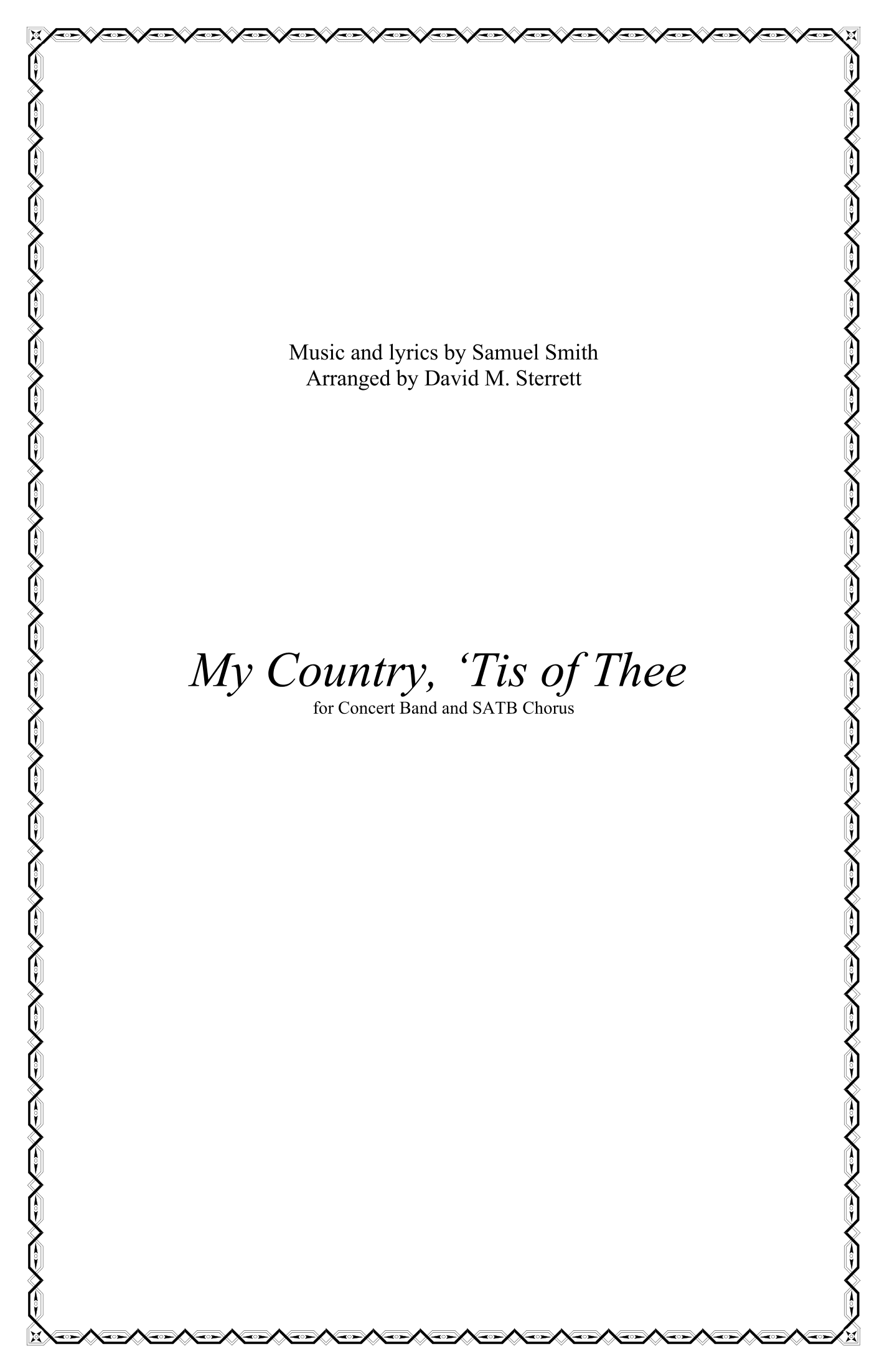 My Country 'Tis of Thee - Score Only (arr. David M. Sterrett)