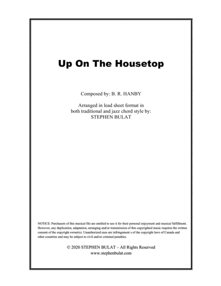 Up On The Housetop - Lead sheet arranged in traditional and jazz style (key of F) (arr. Stephen Bulat)