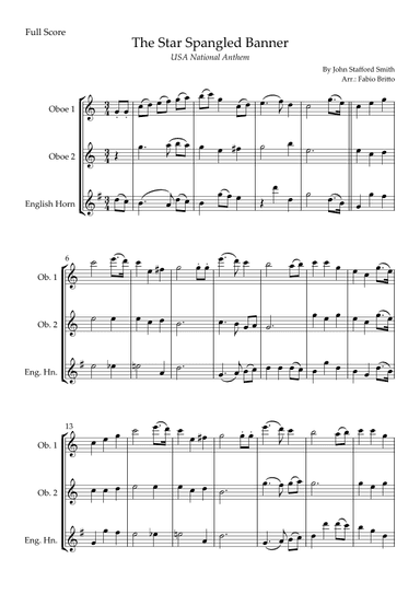 The Star Spangled Banner (USA National Anthem) for Woodwind Trio (arr. Fabio Britto)