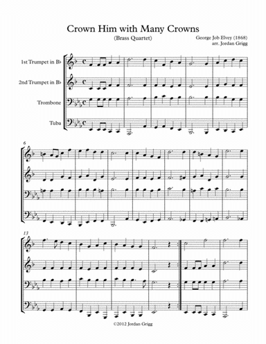 Crown Him with Many Crowns (Brass Quartet) (arr. Jordan Grigg)