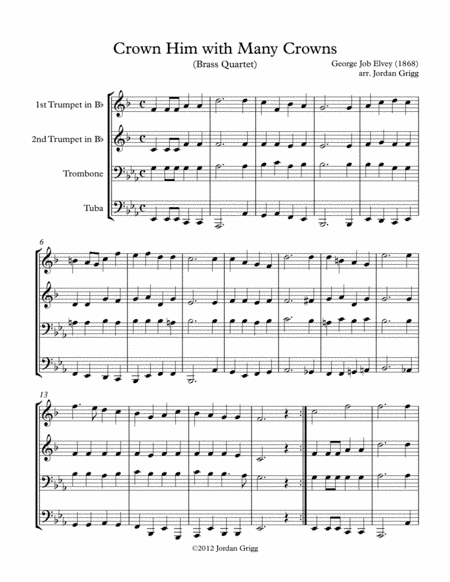 Crown Him with Many Crowns (Brass Quartet) (arr. Jordan Grigg)
