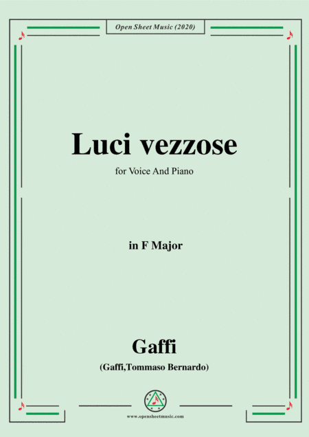 Gaffi-Luci vezzose,in F Major,for Voice and Piano (arr. MSM)