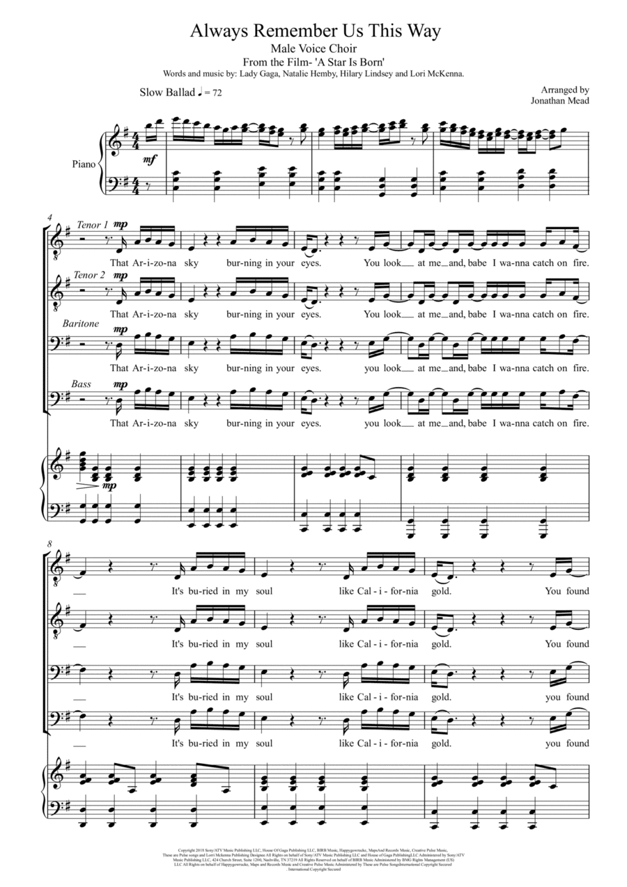Always Remember Us This Way (arr. Jonathan Mead)