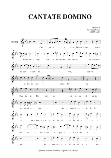 CANTATE DOMINO - Giovanni Croce - Part for TENOR