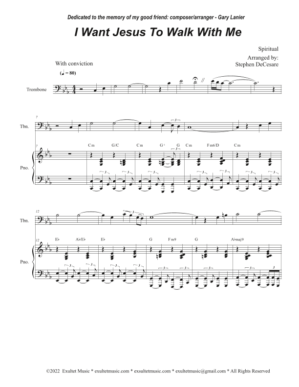 I Want Jesus To Walk With Me (Trombone solo and Piano) (arr. Stephen DeCesare)