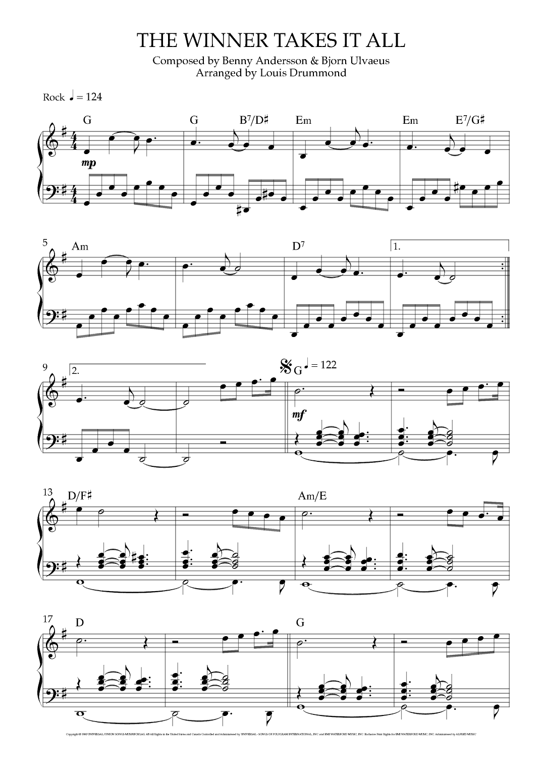 The Winner Takes It All (arr. Louis Drummond)