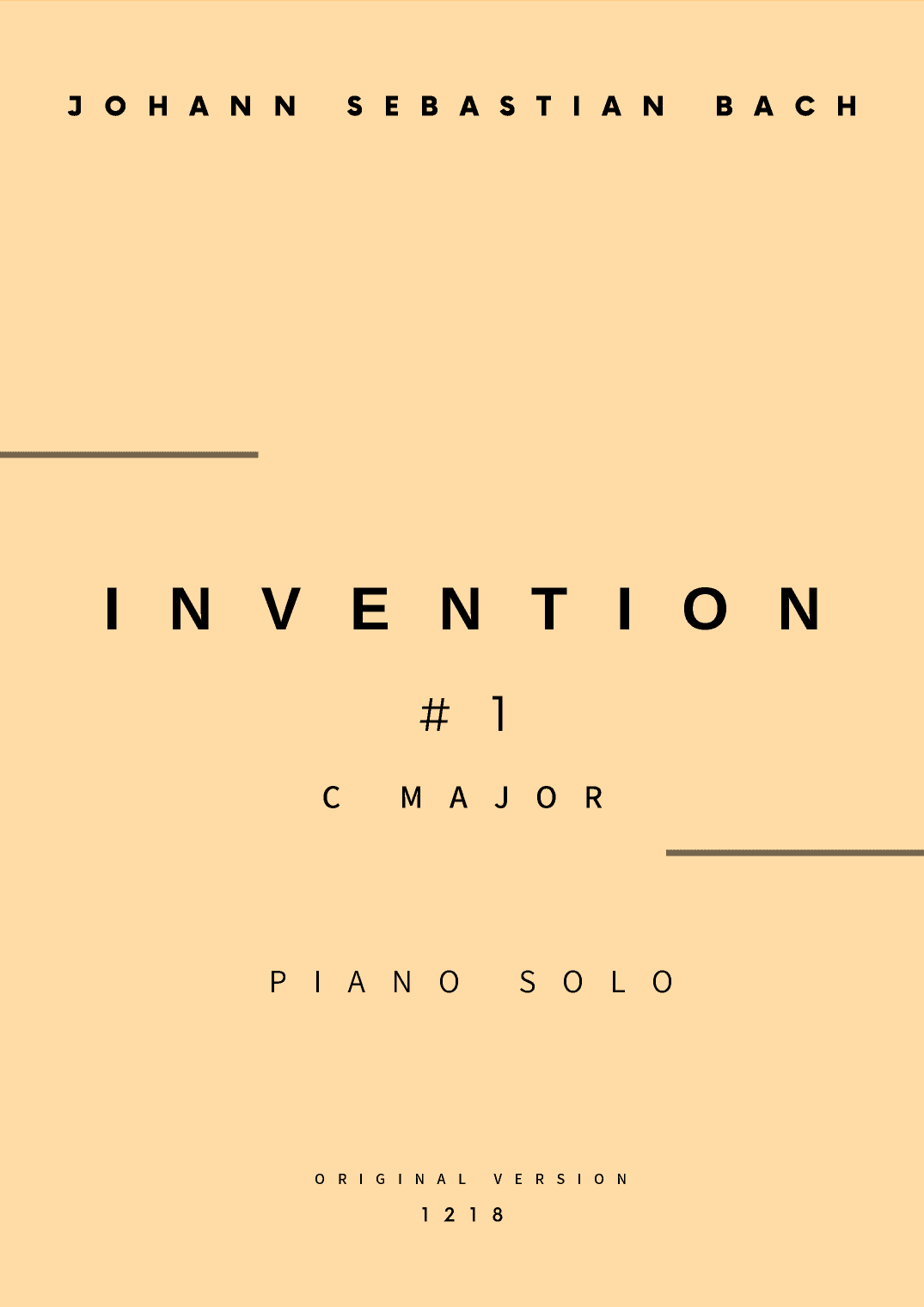 Invention No.1 in C Major - Piano Solo (Original Version) (arr. César Madeira)