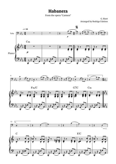 Habanera (for solo tuba w/ piano accompaniment) (arr. Rodrigo Faleiros)