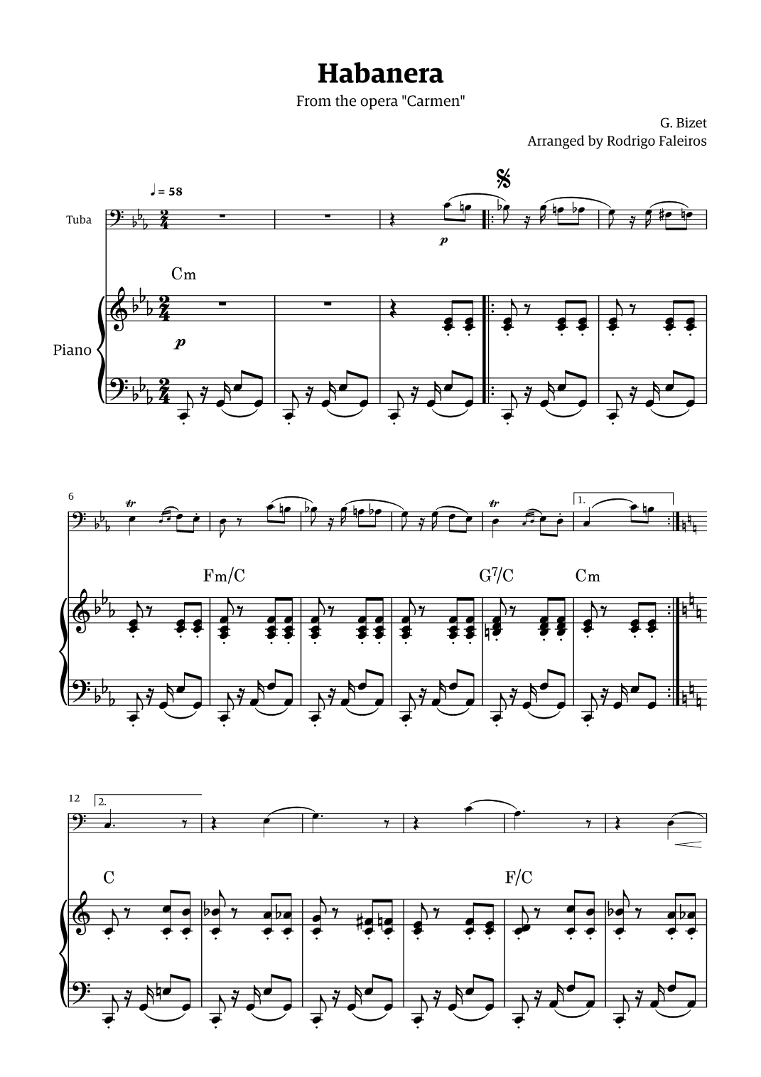 Habanera (for solo tuba w/ piano accompaniment) (arr. Rodrigo Faleiros)