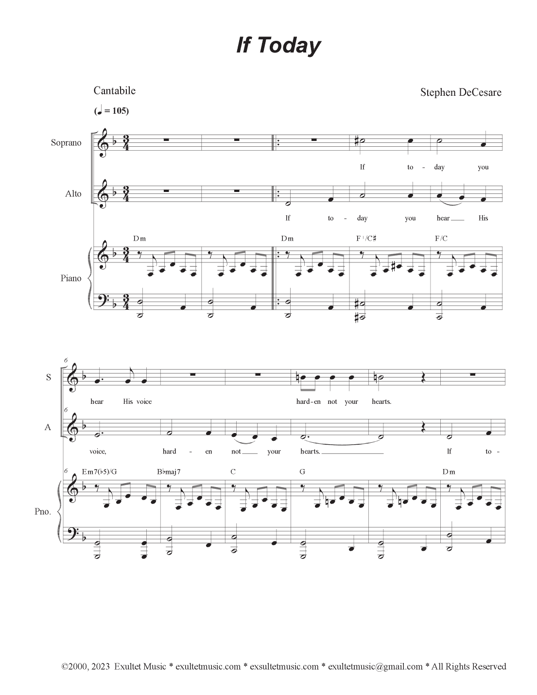 If Today (2-part choir - (SA) (Easy Choir Version)