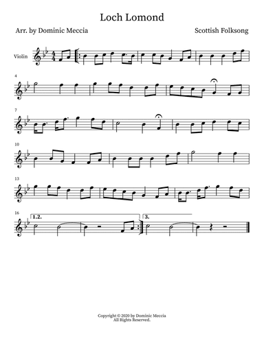 Loch Lomond (arr. Dominic Meccia)