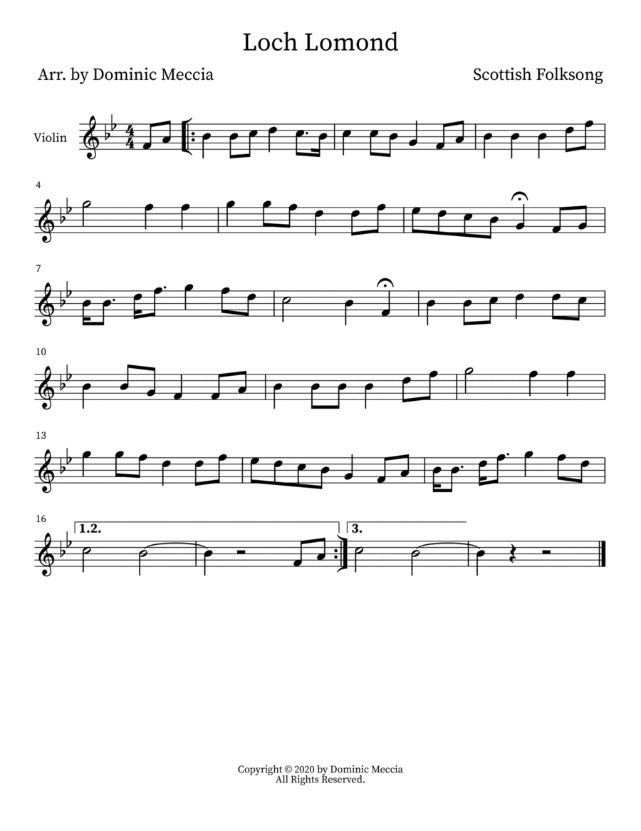 Loch Lomond (arr. Dominic Meccia)