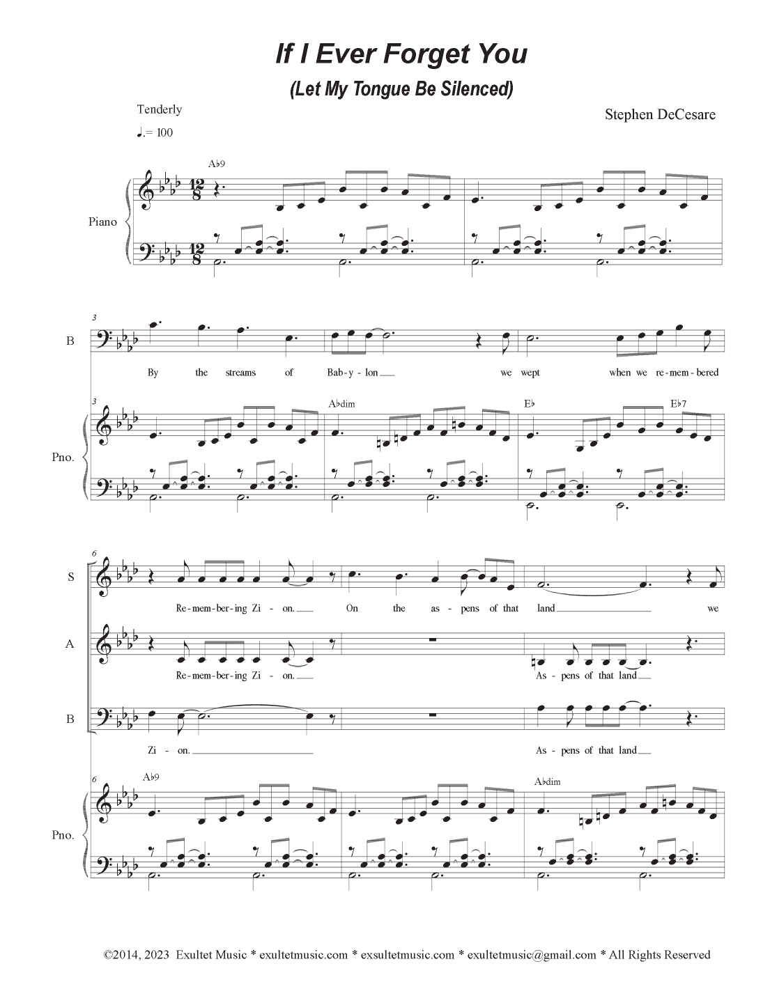 If I Ever Forget You (Let My Tongue Be Silenced) (Vocal Trio - (SAB)
