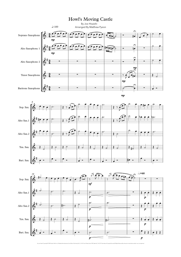 Howl's Moving Castle (arr. Matthew pyeon)