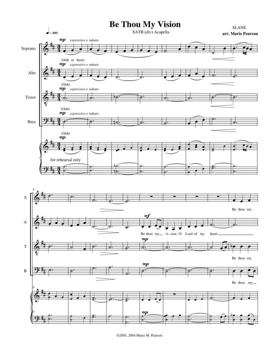 Be Thou My Vision (SLANE) (arr. Mario Pearson)