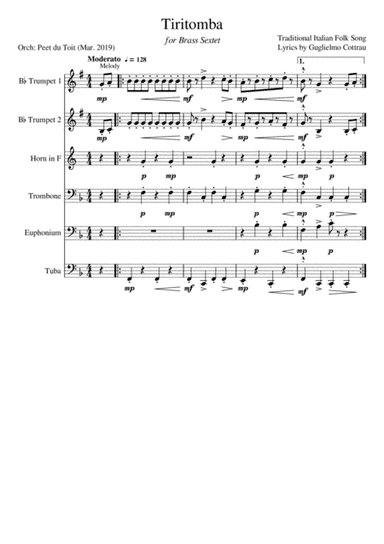 Tiritomba (arr. Peet du Toit)