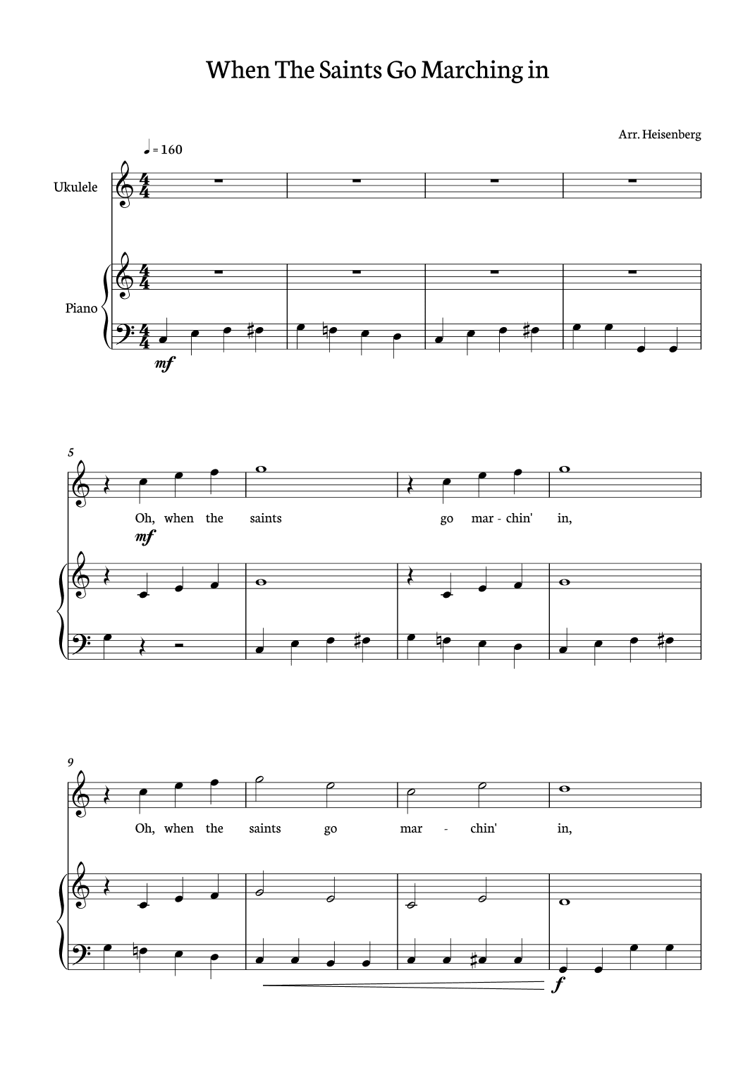 When The Saints Go Marching In - Ukelele (arr. Heisenberg)