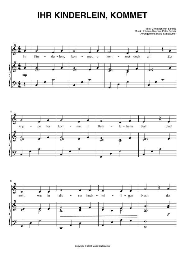 Ihr Kinderlein, kommet (arr. Mario Stallbaumer)