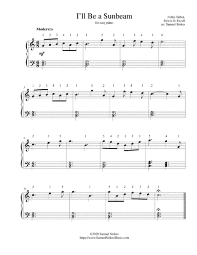 I'll Be a Sunbeam - for easy piano (arr. Samuel Stokes)