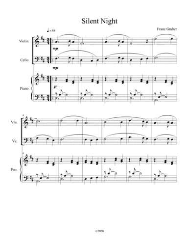 Silent Night (violin and cello duet) with optional piano accompaniment (arr. B C Dockery)