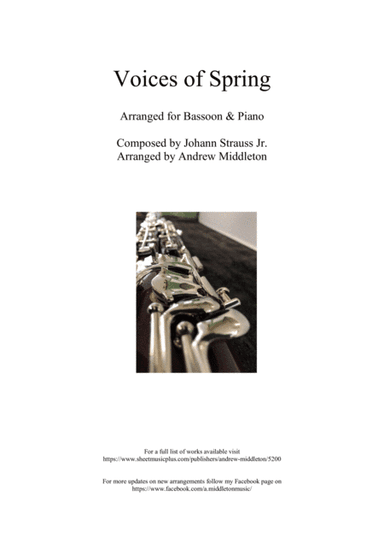 Voices of Spring arranged for Bassoon and Piano (arr. Andrew Middleton)